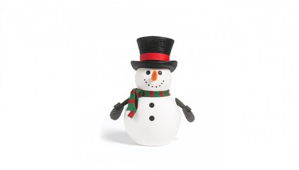 Happy snowman standing alone against a white backdrop