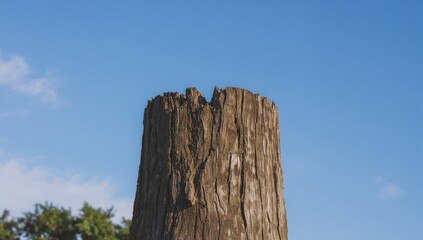 Fototapeta premium Tree Stump Against a Clear Blue Sky