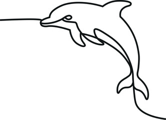 Obraz premium Continuous One-Line Whale & Orca Illustration