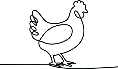 Continuous One-Line Hen Illustration