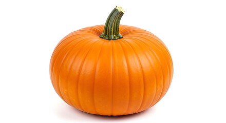 Obraz premium Vibrant Orange Pumpkin with Green Stem Isolated on White Background