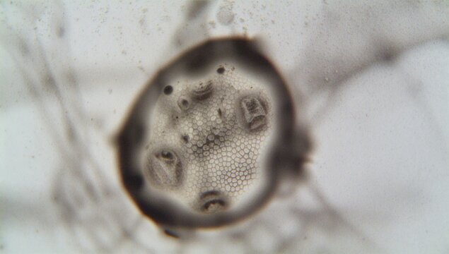 Foraminifera, a group of marine organisms from amoeboid protists, observed at 400x magnification, scientific study