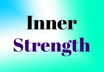 Inner Strength Word Art in Bold Black and Purple-Blue Gradient Typography on Light Blue–Turquoise–White Gradient Background for a Motivational, Elegant, and Uplifting Design