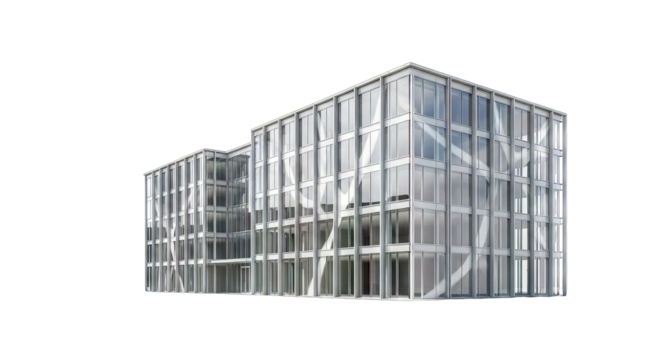 Modern Glass Building Architecture on White Background. - Powered by Adobe