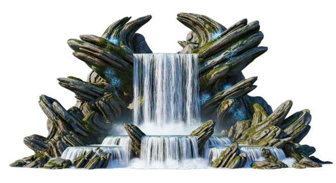 Artificial Waterfall Decoration with Rocks for Aquarium or Home Decor.