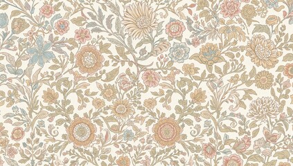 Continuous Mughal-style floral design on a digital backdrop