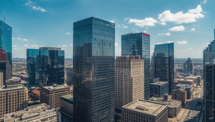 Obraz premium Bird's-eye view of the urban skyscraper district