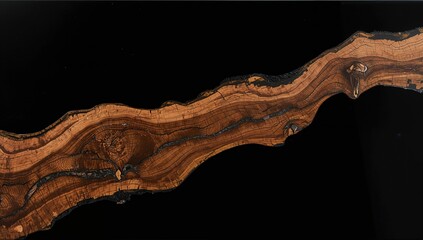 Black epoxy resin panel featuring walnut, suitable for design applications