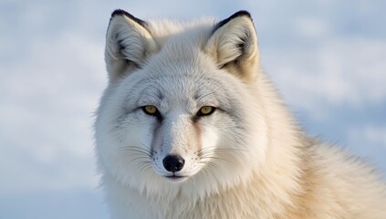 Obraz premium Arctic fox (Vulpes lagopus) close-up in minimalist setting, showcasing natural beauty and adaptation