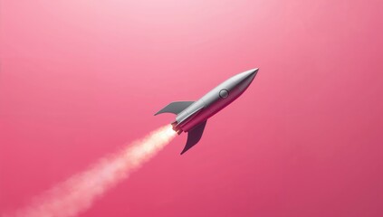 Obraz premium Illustration of a rocket soaring through the sky, symbolizing innovation and exploration