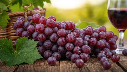 Close-up of ripe wine grapes in red hues