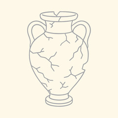Ancient cracked amphora vase, a symbol of history and archaeology