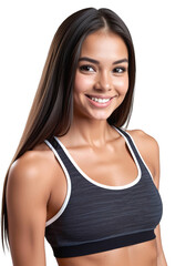 Fototapeta premium Portrait of a young woman wearing gym clothes, isolated, transparent background, no background. PNG.