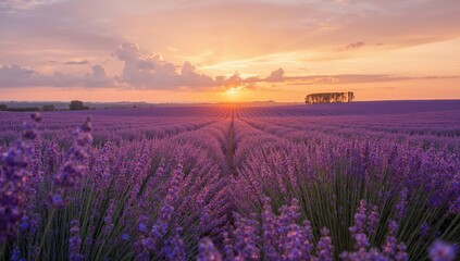 Breathtaking view of purple blossoms during a summer sunset