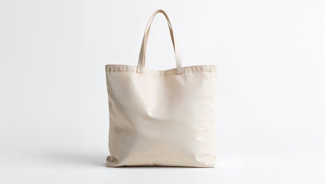 Blank tote bag crafted from canvas fabric alongside shopping bags, suitable for eco-friendly shopping
