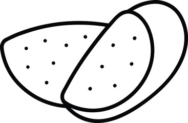 Simple Line Art Icon of Two Potato Chips Stacked Together
