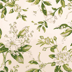 Big flowers pattern, upscale floral pattern. graphical textures floral, trendy colors pattern , flowers background with leaves. vector illustration.