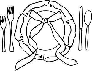 Whimsical Hand-drawn Vintage Christmas Dinner Plate