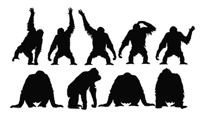 Dynamic gorilla silhouettes vector illustration