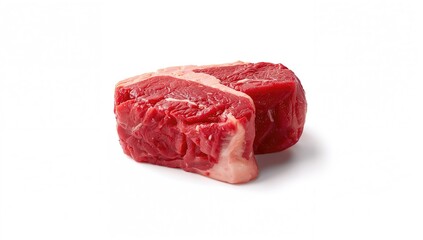 Obraz premium Freshly seasoned beef steak on a plain white background