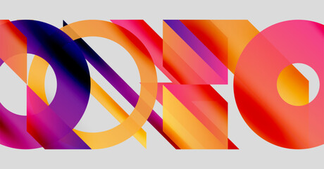 Abstract colorful design features overlapping shapes, gradients. Vivid hues create dynamic visual impact. Modern aesthetic.