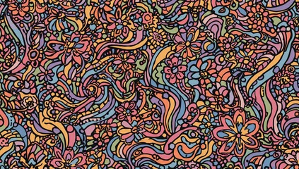 Fototapeta premium Abstract retro 70s background, vibrant psychedelic design, suitable for creative projects