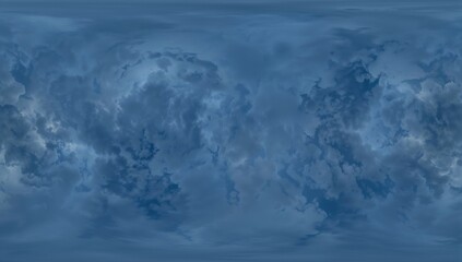 Dark blue sky at sunset adorned with clouds, ideal for 3D graphics or game development as a sky dome