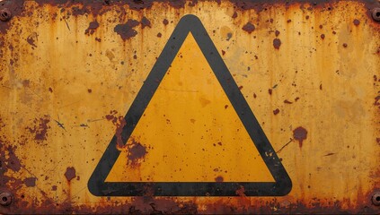 Vintage corroded caution sign