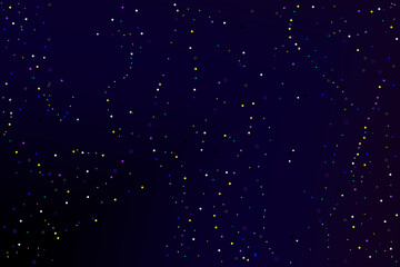 Starry Night Sky with Scattered Colorful Dots on Dark Blue and Black Background for a Minimalist, Cosmic, and Space-Inspired Abstract Design