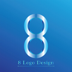 Blue Metallic Number 8 Logo Design