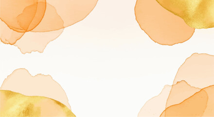 Luxurious abstract background featuring gentle orange and gold alcohol ink stains, a modern fluid art illustration with copy space