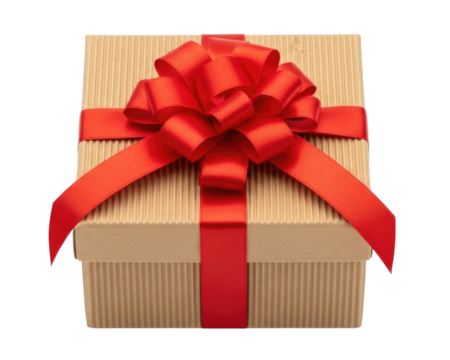 Gift box with red ribbon and bow transparent background cutout png - Powered by Adobe