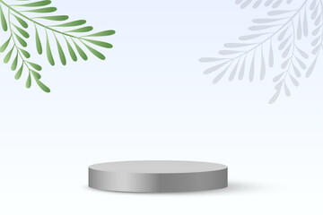 eye catching realistic podium stand background with leaves design