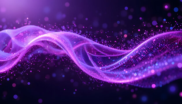 Abstract purple light wave design wallpaper illustration with glowing lines and texture - Powered by Adobe