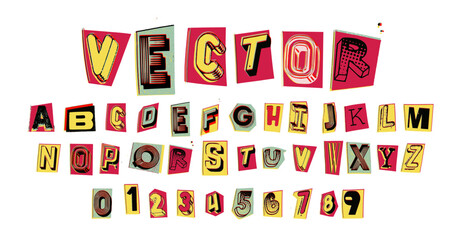 Cutout Letters Pop Art Glitch Style Fonts