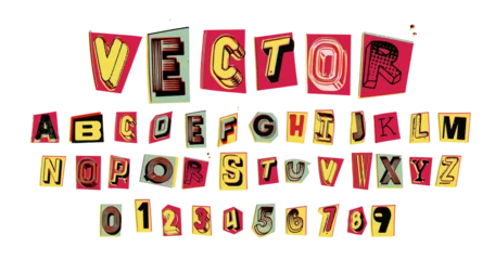 Fototapete Pop Art Cutout Letters Pop Art Glitch Style Fonts  © Grunge Designs