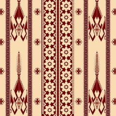 African Ikat ethnic pattern inspired by ancient traditional motifs. The design has been beautifully into an ethnic fabric pattern featuring elegant red tones that evoke warmth and cultural ethnic . I