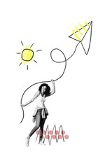 Composite collage picture image of young female summer vacation weekend have fun outside...