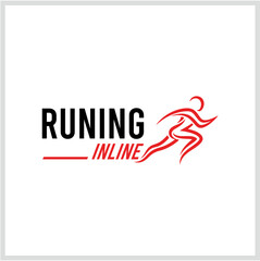 Running Inline Logo Design - Dynamic Silhouette of a Runner in Motion