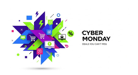 Modern Cyber Monday Discount Background for Online Shopping