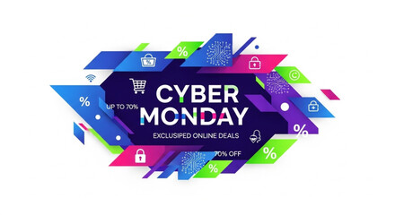 Cyber Monday Sale Banner with Abstract Geometric Design