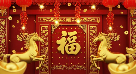 Spring Festival Blessing Gate and Blessing Map