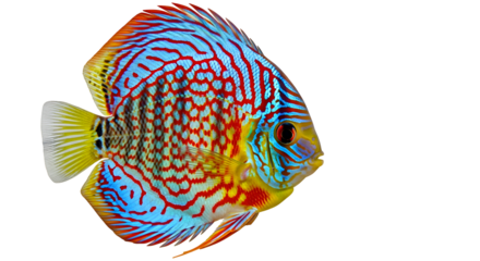 Colorful discus fish on transparent background