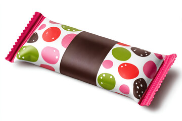 Valentine's day chocolate bar wrapper design with empty label space for customization on white background