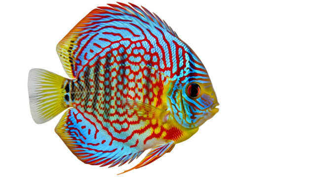 Colorful discus fish on transparent background