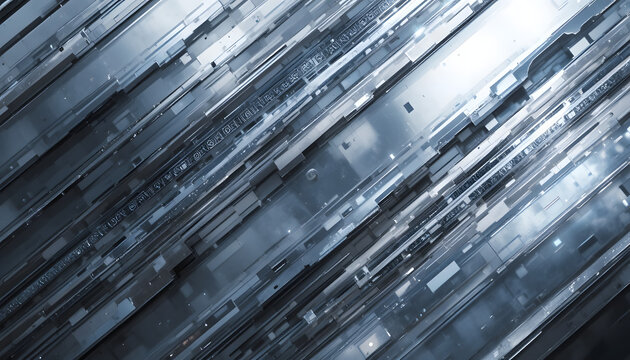 Blue metal background texture and glass wall reflection of a modern skyscraper facade design