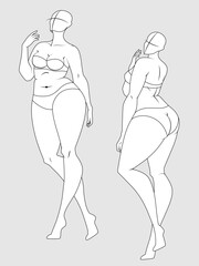 Plus Size 10 Heads Fashion Figure Templates. Exaggerated Croquis for Fashion Design and Illustration