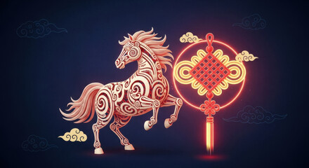 The auspicious picture of the China-Chic Year of the Horse