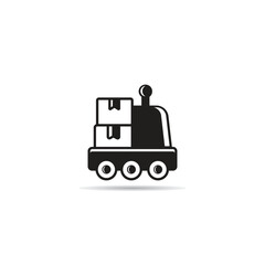 autonomous delivery robot icon with shadow on white background