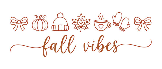 Cute Fall Vibes Line Art